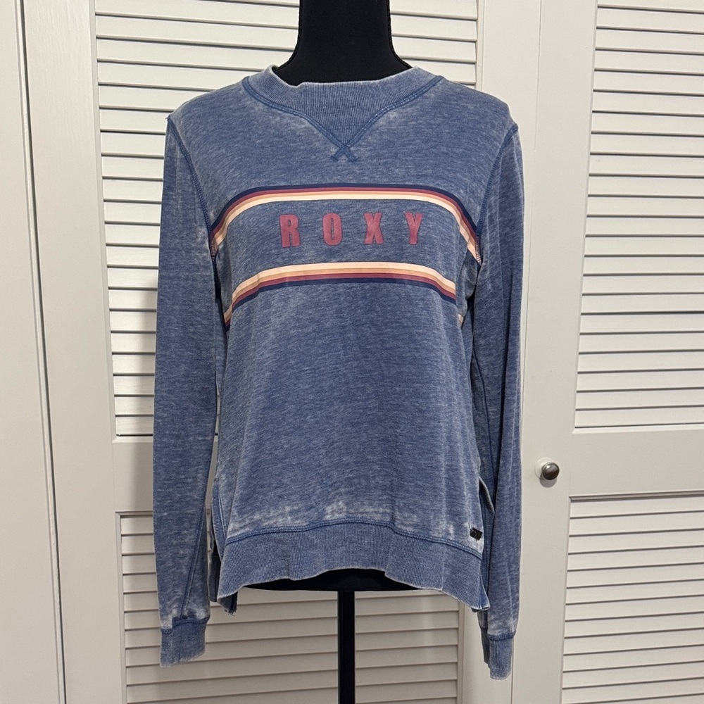 Roxy Denim Blue Pullover with Pink Accents